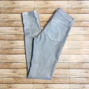 J Brand Super Skinny Metallic Silver Jeans
